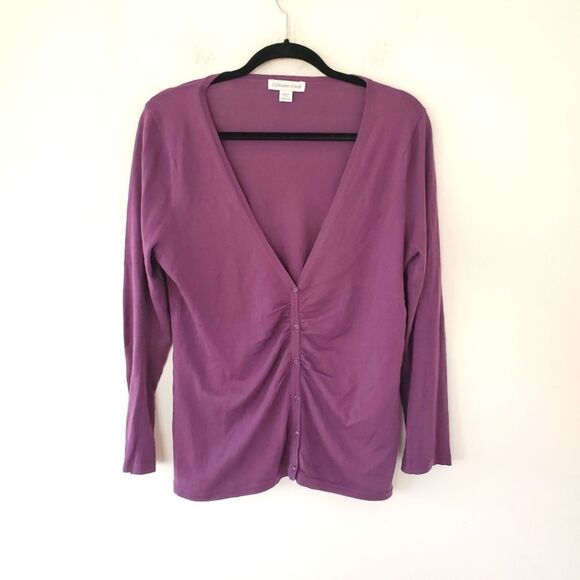 *Coldwater Creek Plum Silk Cardigan Sz M - Picture 1 of 5